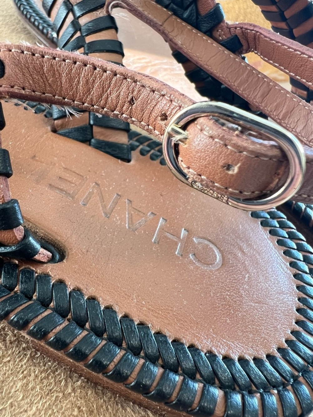 Chanel Leather Interwoven Thong Sandals (Size 38.5 EU) - Picture 3 of 6